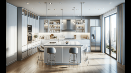 DALL·E 2023-12-20 20.14.06 - A modern kitchen design featuring a spacious U-shaped layout. The kitchen includes high-end stainless steel appliances, including a refrigerator, stov