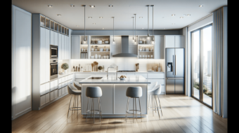 DALL·E 2023-12-20 20.14.06 - A modern kitchen design featuring a spacious U-shaped layout. The kitchen includes high-end stainless steel appliances, including a refrigerator, stov