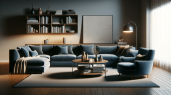 DALL·E 2023-12-20 20.25.58 - A cozy living room scene emphasizing the importance of furniture in interior design. The room features a large, plush sectional sofa that anchors the